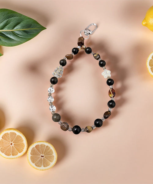 Tiger's Eye Phone Charm, Protection Stone Strap, Confidence Booster Jewelry, Wealth & Luck Crystal| Custom Name Beaded Phone Chain | Lucky Charm Gift for Her