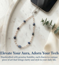 Lapis Lazuli Phone Charm, Royal Blue Stone Strap, Wisdom & Truth Crystal, Third Eye Chakra Stone Natural Sodalite Energy Phone Charm  Find Your Inner Calm  The power of rationality Anxiety relief / Alleviating anxiety Enhancing insight and intuition