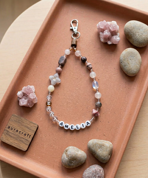 Rhodonite Phone Charm, Pink Crystal Phone Strap, Self-Love Gemstone, Healing Heart Stone Valentine’s Day gift, best friend gift, self-love gift