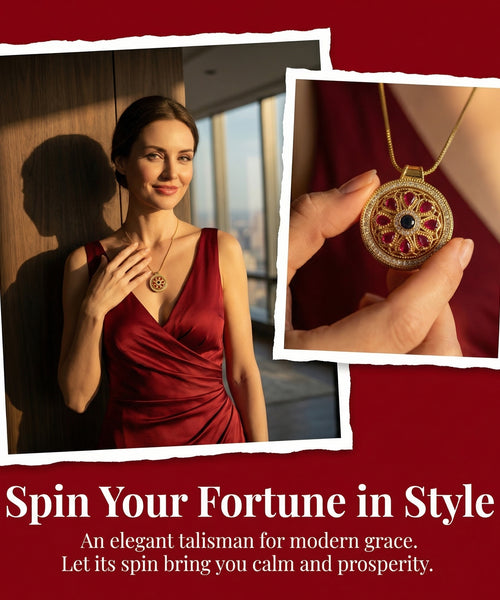 Feng Shui Wheel Pendant Necklace | Elegant Design for Good Fortune